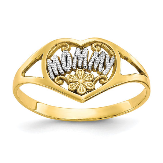 Shop Exclusive 10K Gold Rhodium-Plated Mommy Heart Ring - Stylish Design
