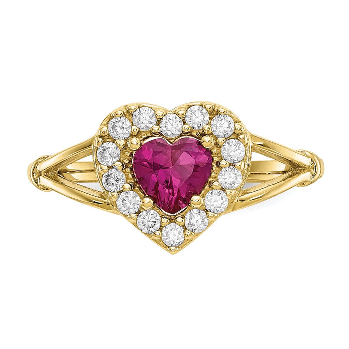 Shop Exclusive 10K Red & White Cubic Zirconia Heart Ring - Stylish Value-4
