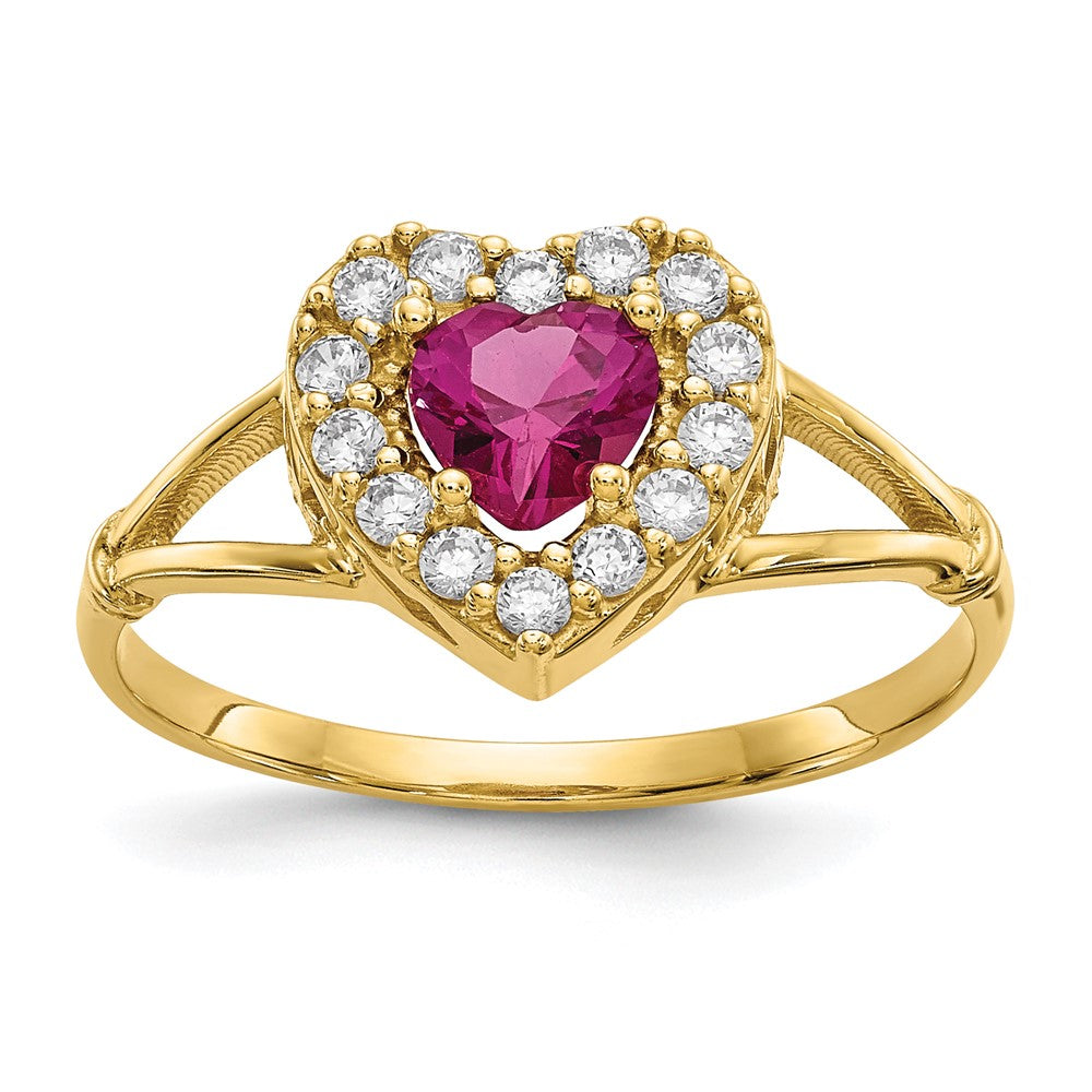 Shop Exclusive 10K Red & White Cubic Zirconia Heart Ring - Stylish Value