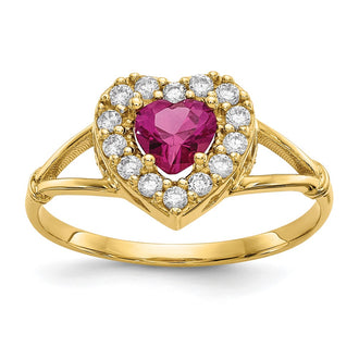Shop Exclusive 10K Red & White Cubic Zirconia Heart Ring - Stylish Value