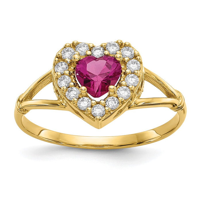 Shop Exclusive 10K Red & White Cubic Zirconia Heart Ring - Stylish Value-1