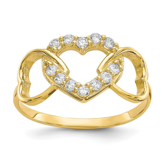 Exclusive 10K Gold Heart-Shaped CZ Ring | Stylish & Affordable Jewelry