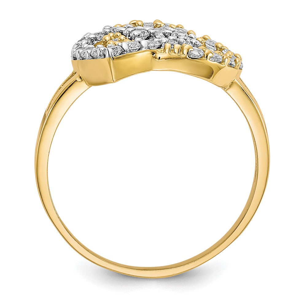 Buy Stylish 10K Rhodium-Plated Double Heart CZ Ring - Affordable Elegance!