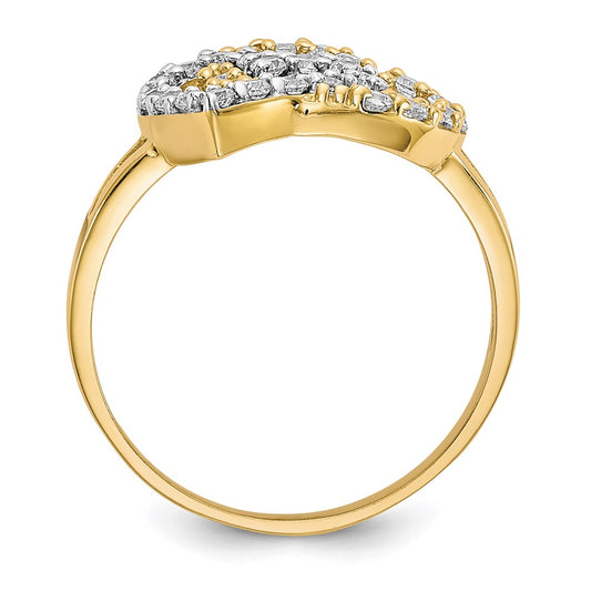 Buy Stylish 10K Rhodium-Plated Double Heart CZ Ring - Affordable Elegance!