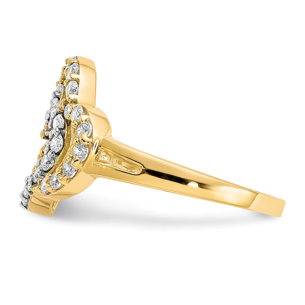 Buy Stylish 10K Rhodium-Plated Double Heart CZ Ring - Affordable Elegance!