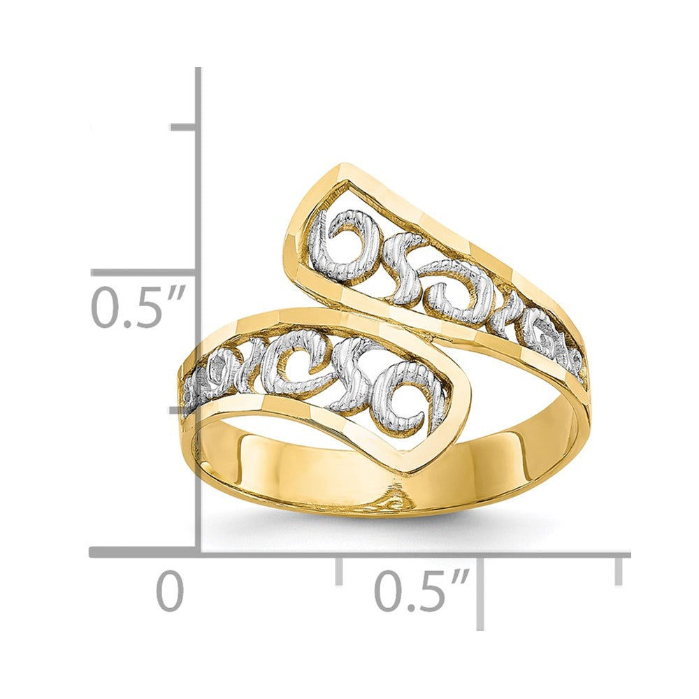 High-Quality 10K Gold & Rhodium Filigree Ring - Stylish & Affordable Elegance