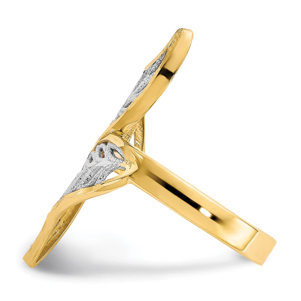 Shop Exclusive 10K Rhodium-Plated Diamond-Cut Filigree Ring - Stylish Design