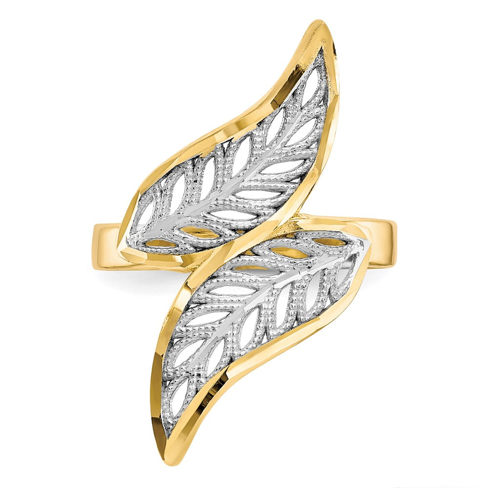 Shop Exclusive 10K Rhodium-Plated Diamond-Cut Filigree Ring - Stylish Design