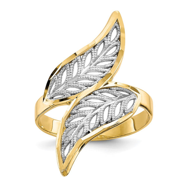10K Rhodium-Plated Diamond-Cut Filigree Ring