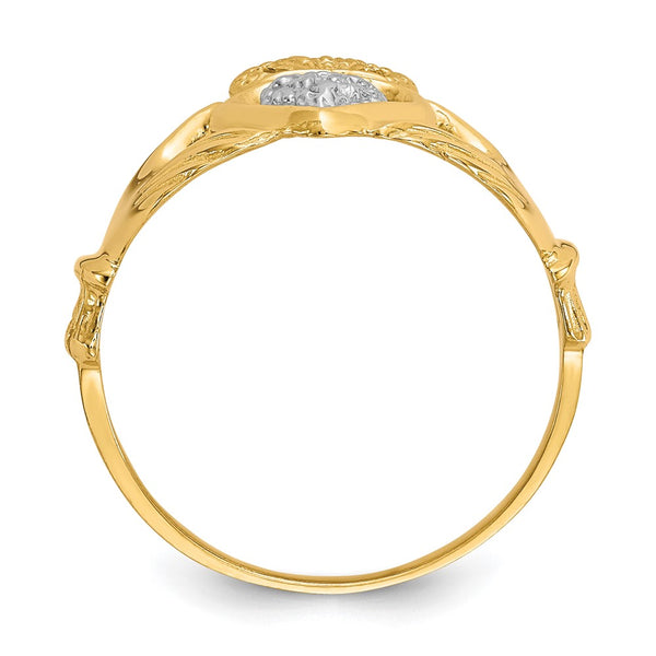 10K Gold & Rhodium Plated Claddagh Ring