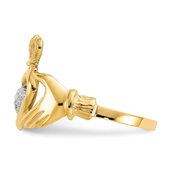Buy Stylish 10K Gold & Rhodium Plated Claddagh Ring | Affordable Quality Gift-3