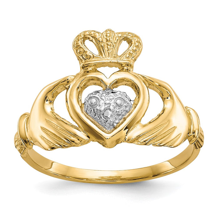 Buy Stylish 10K Gold & Rhodium Plated Claddagh Ring | Affordable Quality Gift-1