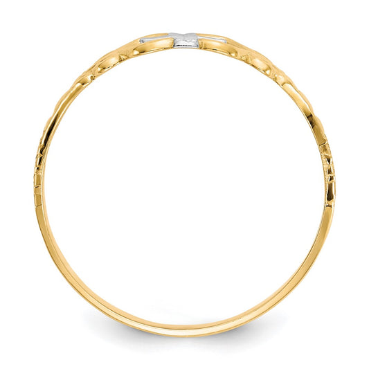 Shop Stylish 10K Gold & Rhodium-Plated Polished Cross Ring - Affordable Luxury!