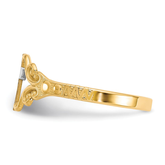Shop Stylish 10K Gold & Rhodium-Plated Polished Cross Ring - Affordable Luxury!-3