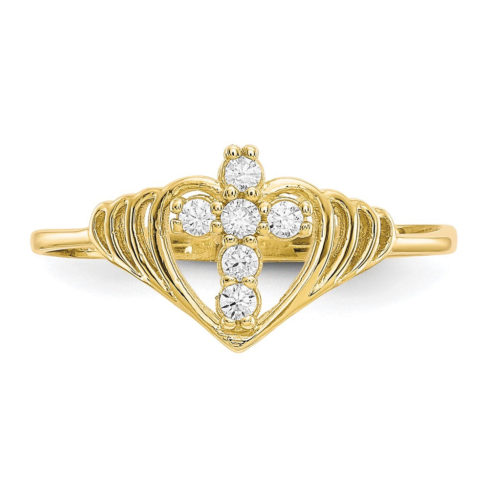 Shop Exclusive 10K Gold CZ Cross Ring - Stylish Design, Affordable Luxury