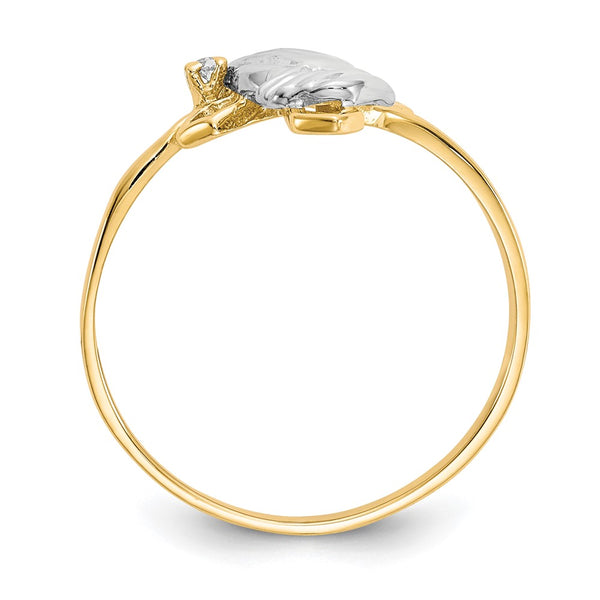 10K Gold & Rhodium Plated CZ Praying Hands Ring