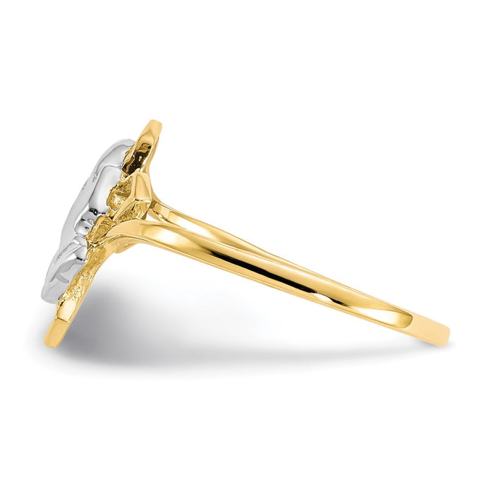 Buy Stylish 10K Gold & Rhodium Plated CZ Praying Hands Ring - Luxury Design-3