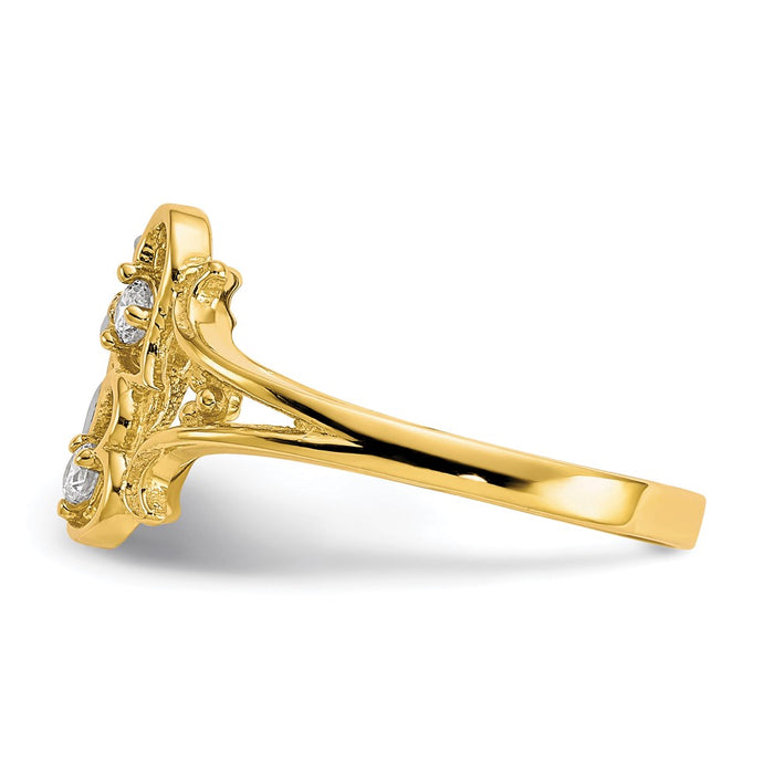 Exclusive 10K Gold & Rhodium-Plated CZ Angel Ring - Stylish Heart Accents-3