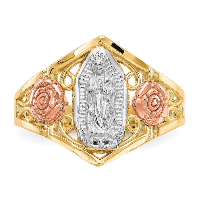 Buy Stylish 10K Two-Tone Rhodium-Plated Our Lady of Guadalupe Ring-4