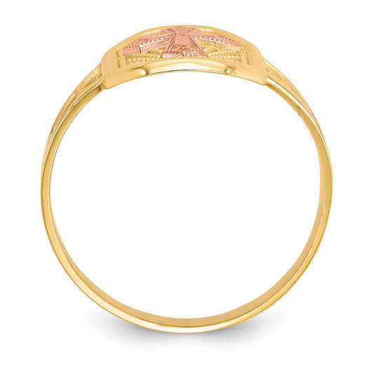 Exclusive 10K Two-Tone Filigree Cross Ring - Stylish & Affordable Jewelry