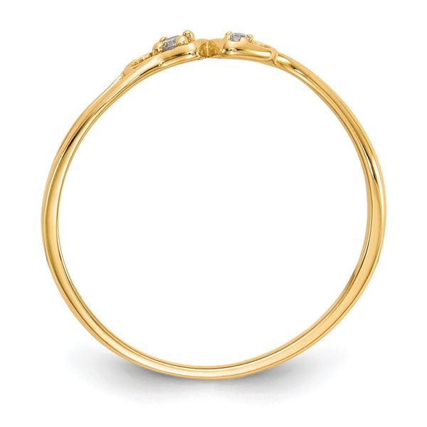 10K Gold Double Heart CZ Ring
