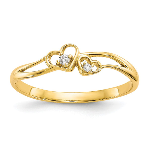 10K Gold Double Heart CZ Ring
