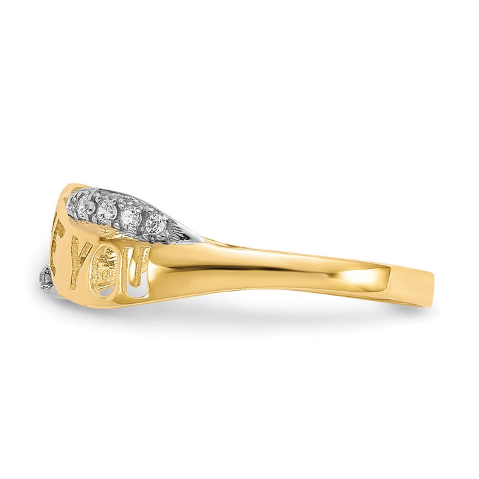 Shop Exclusive 10K Rhodium-Plated CZ "I LOVE YOU" Ring - Stylish & Affordable!-3
