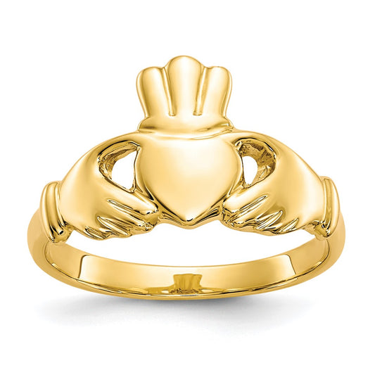 Exclusive 10K Polished Claddagh Ring - Stylish Irish Design, Affordable Price