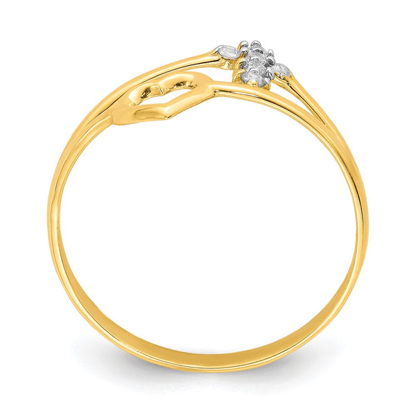 10K Gold Heart & Cross CZ Ring