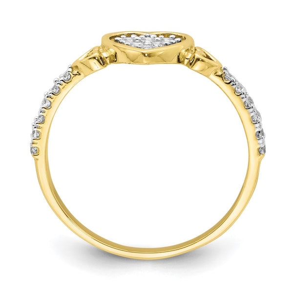 10K Heart-Shaped Fancy Ring with Cubic Zirconia