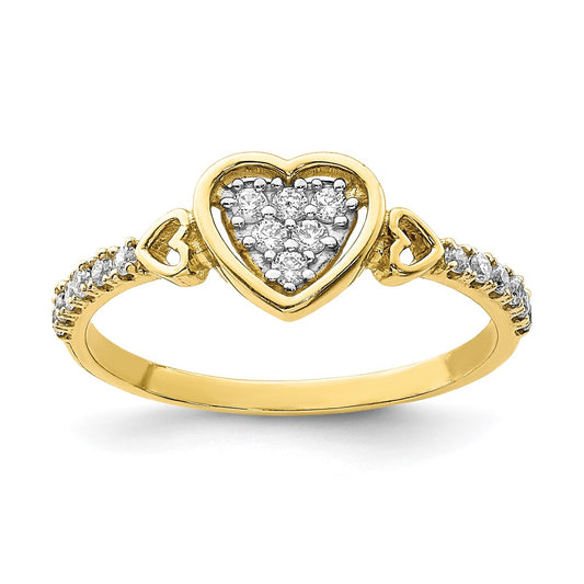 Shop Stylish 10K Heart-Shaped Fancy Ring with Cubic Zirconia - Affordable Luxury!