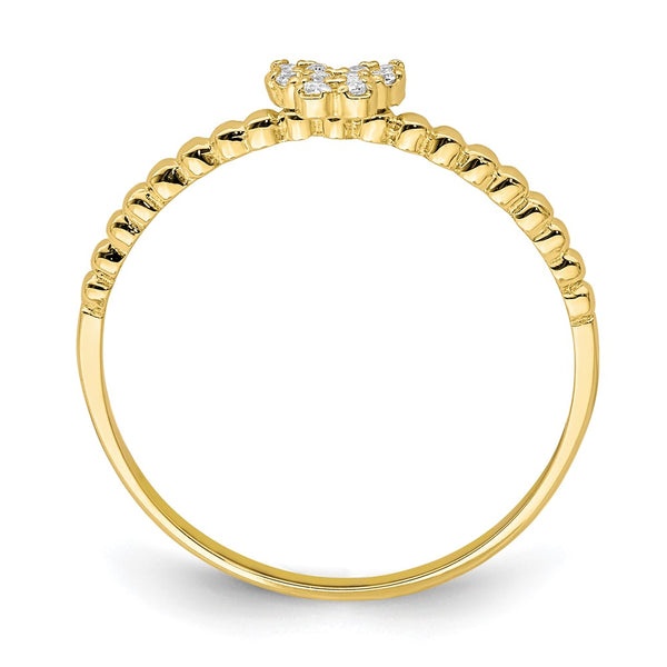 10K Gold Butterfly Ring with CZ Stones