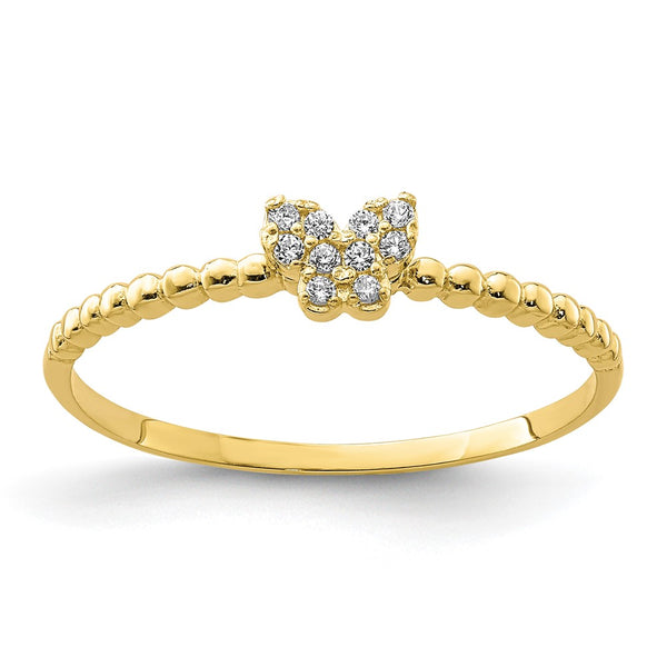 10K Gold Butterfly Ring with CZ Stones