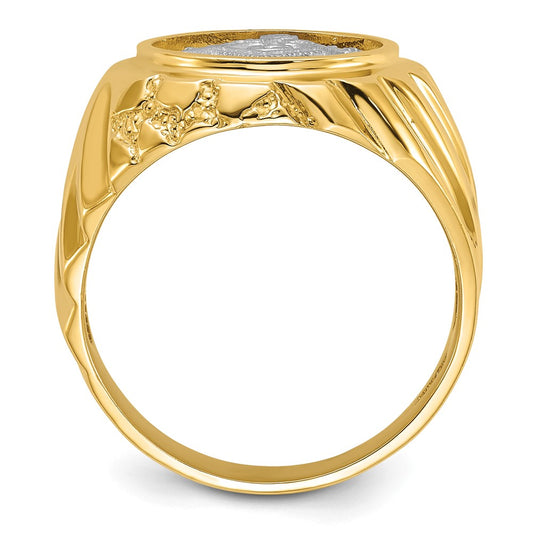 High-Quality 10K Two-Tone Masonic Ring for Men - Stylish & Polished Design
