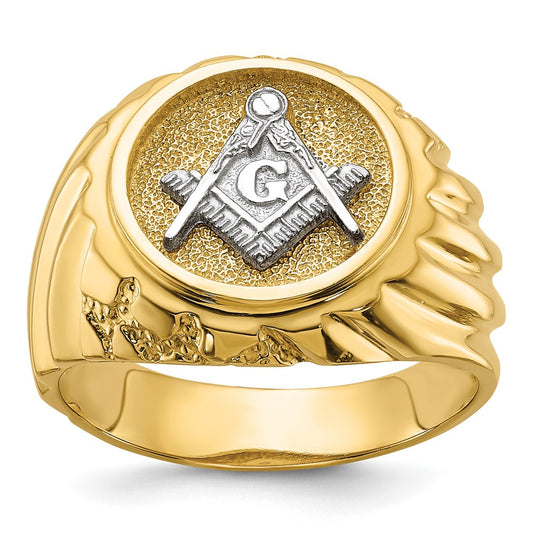 High-Quality 10K Two-Tone Masonic Ring for Men - Stylish & Polished Design