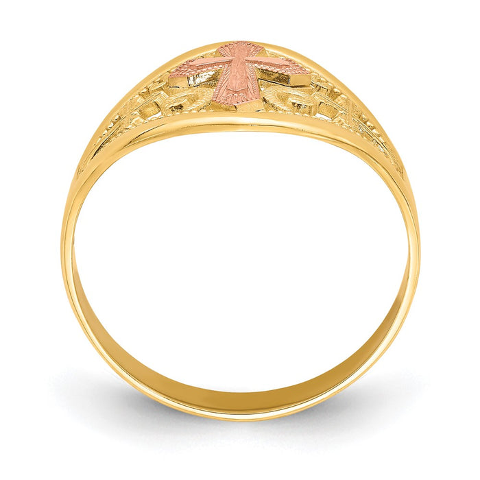 Exclusive 10K Two-Tone Cross Design Ring - Stylish & Affordable Luxury-2