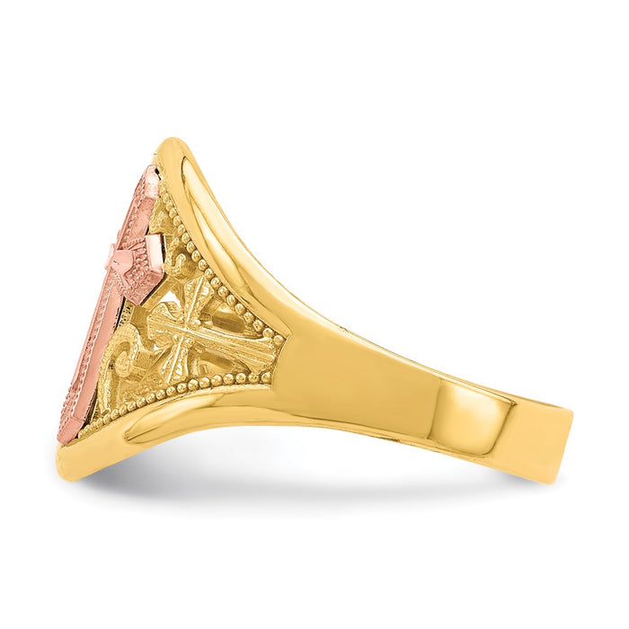 Exclusive 10K Two-Tone Cross Design Ring - Stylish & Affordable Luxury-3