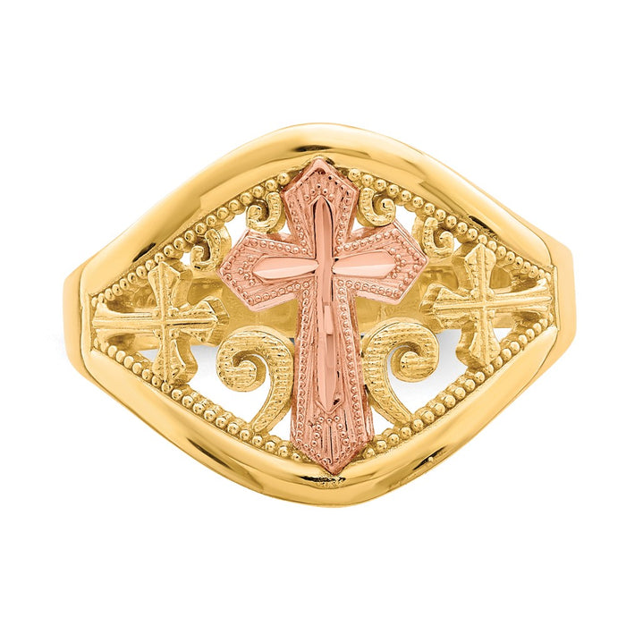 Exclusive 10K Two-Tone Cross Design Ring - Stylish & Affordable Luxury-4