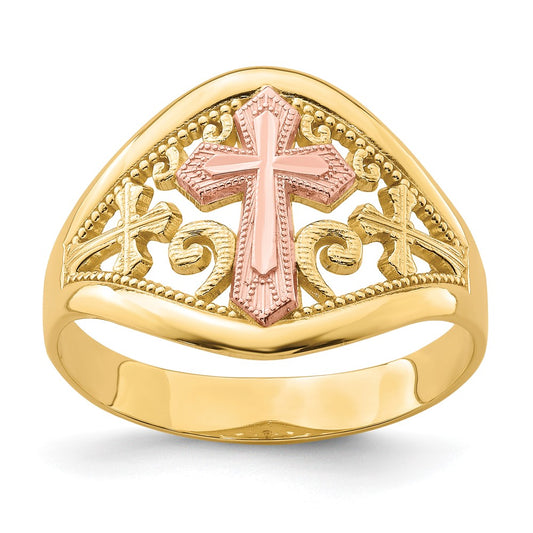 Exclusive 10K Two-Tone Cross Design Ring - Stylish & Affordable Luxury
