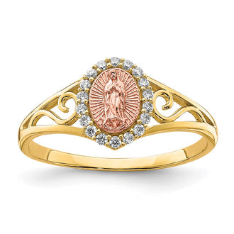 Shop Exclusive 10K Two-Tone Guadalupe Ring with Cubic Zirconia - Stylish Value