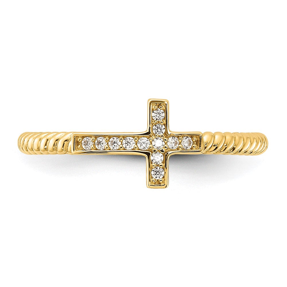 Shop Stylish 10K Polished Cross Ring with Cubic Zirconia - Affordable Luxury