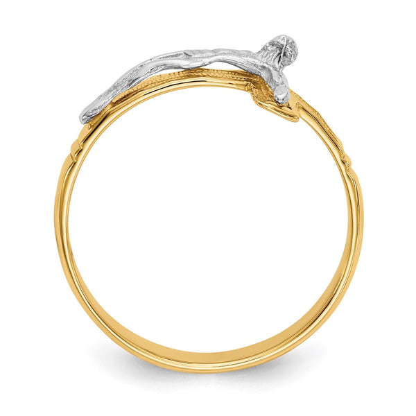 10K Two-Tone Diamond-Cut Men's Crucifix Ring
