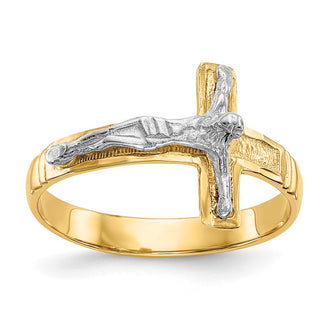 Shop Exclusive 10K Two-Tone Diamond-Cut Men's Crucifix Ring | Stylish Value