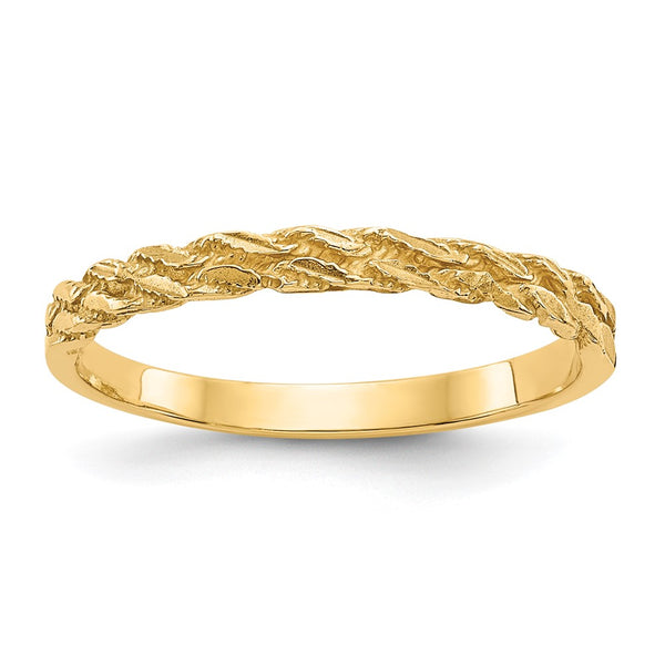 10K Diamond-Cut Rope Design Ring