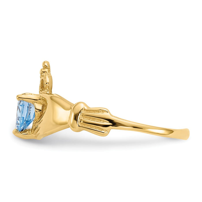 Shop Stylish 10K Gold Claddagh Heart Ring with March Birthstone - Luxury Value-3