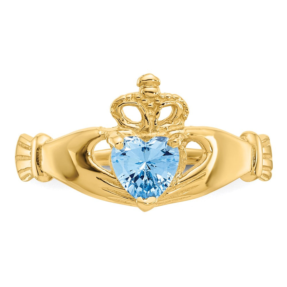Shop Stylish 10K Gold Claddagh Heart Ring with March Birthstone - Luxury Value