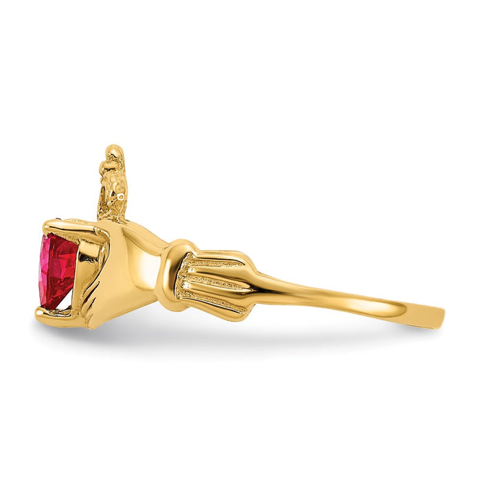 Shop Stylish 10K Gold Claddagh Heart Ring with July Birthstone - Exclusive Design-3