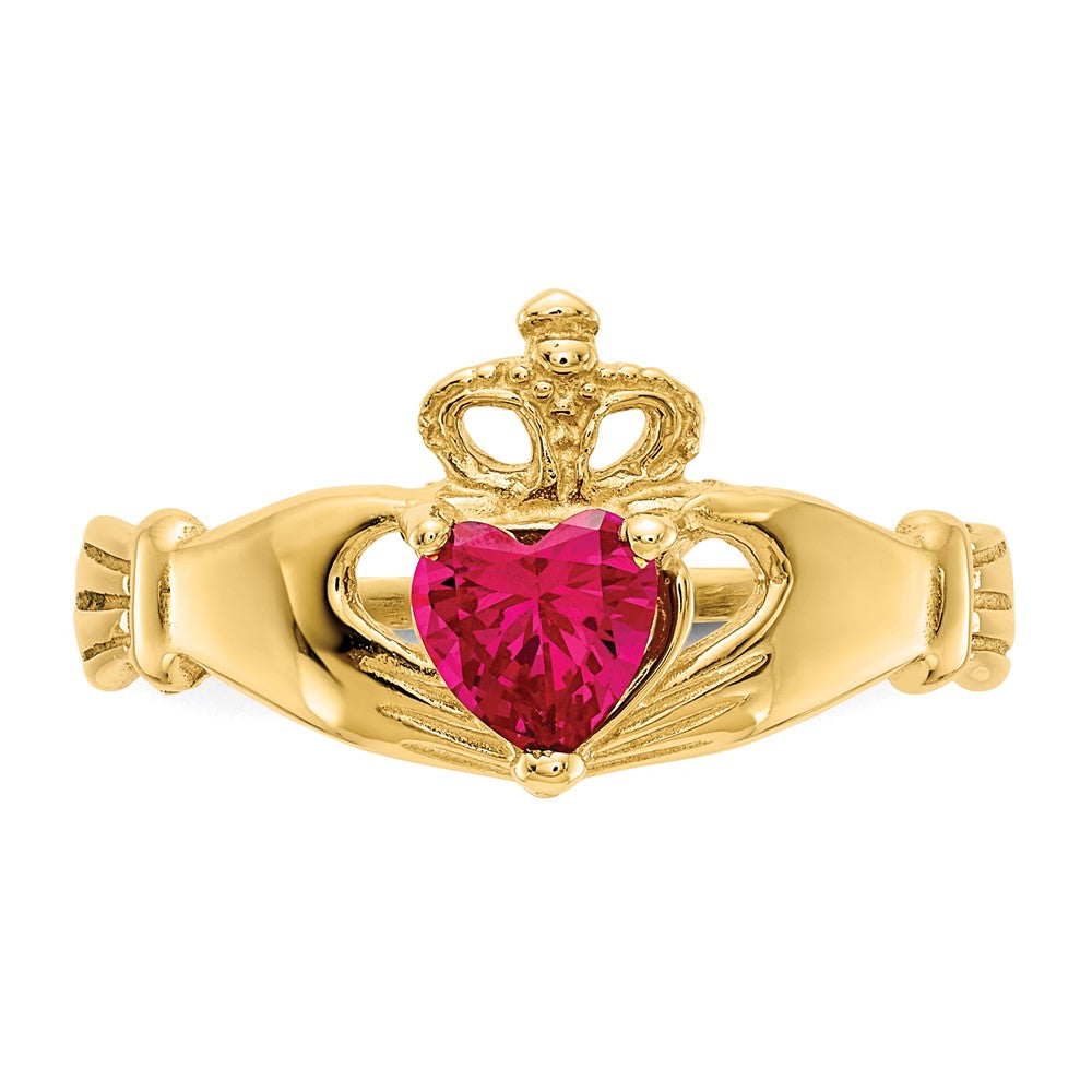 Shop Stylish 10K Gold Claddagh Heart Ring with July Birthstone - Exclusive Design