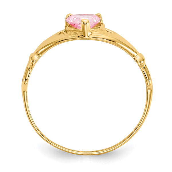 10K Gold Claddagh Heart Ring - October Birthstone