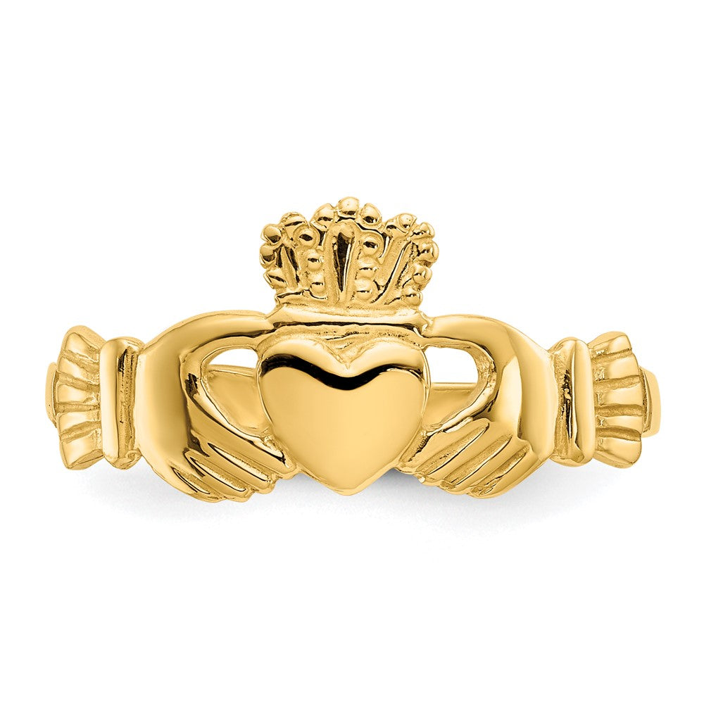 High-Quality 10K Polished Gold Women's Claddagh Ring - Affordable Luxury!
